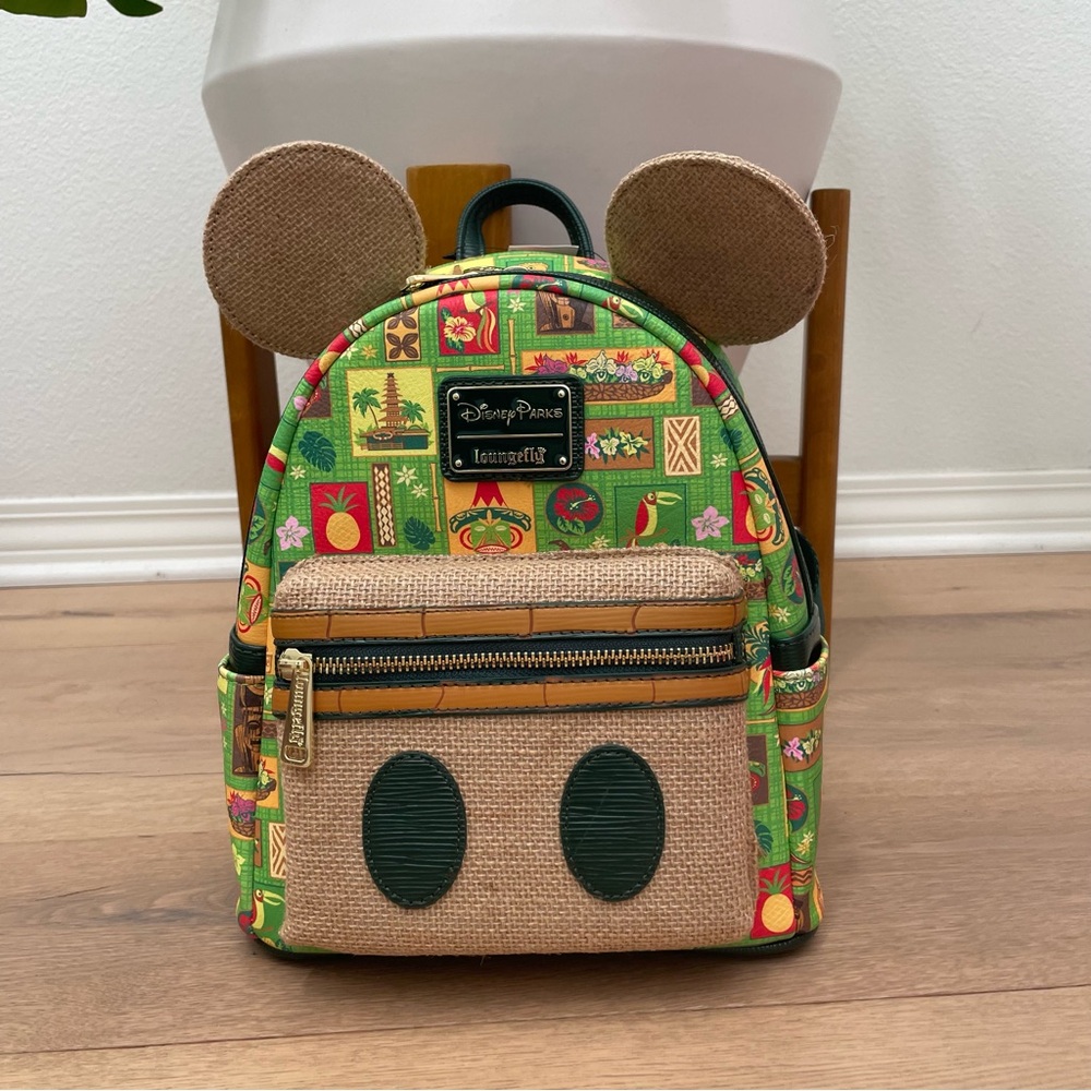 Disney Green and Brown Bag with Mickey Mouse Design